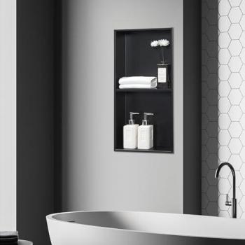 Étagère encastrée Kristinehamn 2 étagères acier inoxydable 62 x 32 x 10 cm noir mat