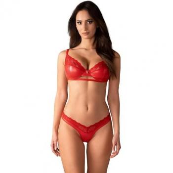 Aliosa Wetlook Obs. Set – Rot, glitzernder Glanz, feine Spitzen‑Details