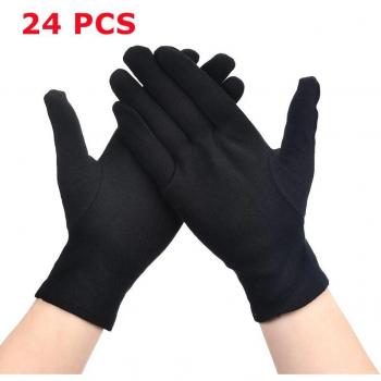 Gants en coton noir, 24 pièces, pour hommes et femmes, jardinage et ménage