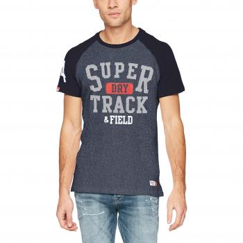 Superdry Herren T-Shirt Trackster Baseball Tee, Blau (Midnight Grit/Pitch Navy QC9), XX