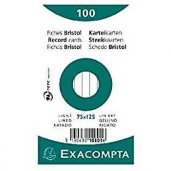 Fiches Bristol Blanches 7,5 x 12,5 cm