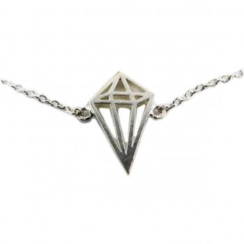 Pulsera 'Origami' Plateada con Detalle de Diamante 13x9 mm