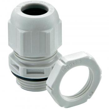 Wiska 10066524 ESKV 12 – Light Grey Plastic Cable Gland with Secure Locknut