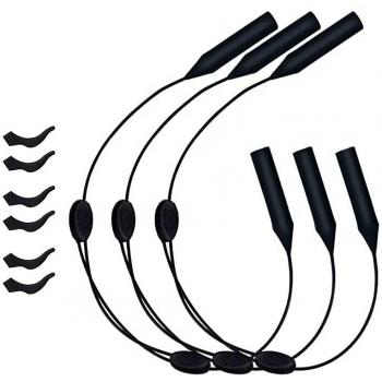 Set de retenues à oreille pour lunettes, 6 pièces – noir
