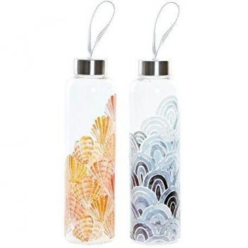 Botella DKD Home Decor Azul Naranja de Vidrio Reciclado con Tapón (550 ml) (2 pcs)