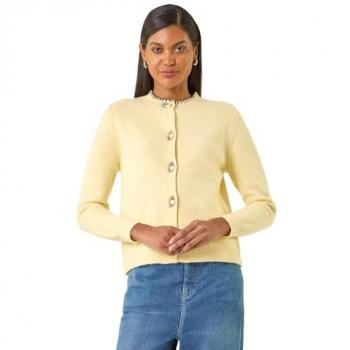 Gilet tricoté à motif jaune Roman