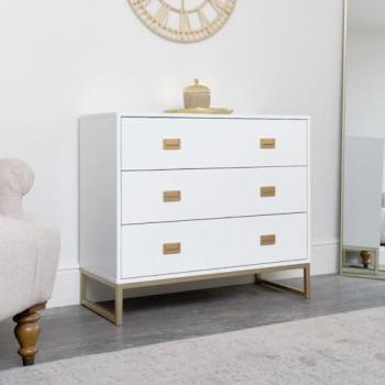 Elle White Large 3 Drawer Chest of Drawers