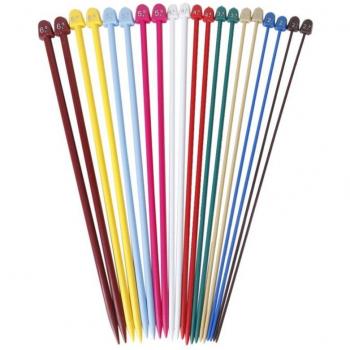 20Pcs Plastic Knitting Needles (Single Pointed, Sizes 2.0-6.5mm)