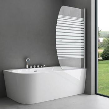 Paroi de baignoire en verre transparent avec bandes opaques