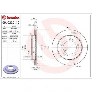 Jeu de 2 disques de frein BREMBO 09.C220.10 Réf. 1393779