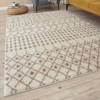 Elegant Ivory Moroccan Shag Rug – 180×270 cm