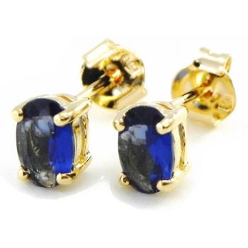 Unique Sapphire Blue Lily Earrings – Gold Finish