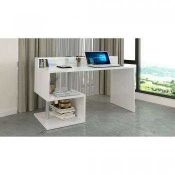 Dmora Bureau Dcheryshe 140x60x93 cm Blanc Linéaire avec Rangement