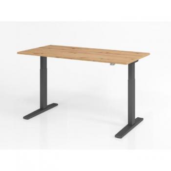 HAMMERBACHER XMKA16 elektrisch höhenverstellbarer Schreibtisch Asteiche rechteckig, C-Fuß-Gestell grau 160,0 x 80,0 cm Asteiche