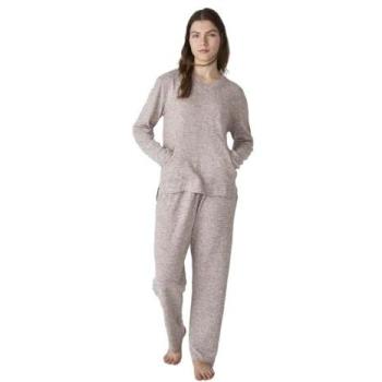 J&J Brothers Pyjama für Damen mit Strickmuster Braun S
