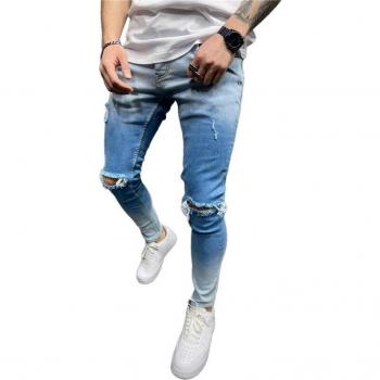 Pantalones vaqueros rotos para hombre, de cintura alta, con degradado, para primavera y otoño, azul/negro, en tallas S/M/L/XL/XXL/XXXL