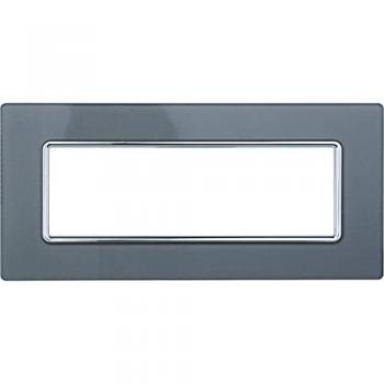Placa Ettroit Solar 6P en Color Plata con Conexión Bticino Matrix