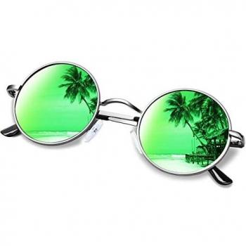 Vintage Polarisierte Steampunk Brille – Silber‑Grün, Männer & Frauen, 100 % UV‑Schutz