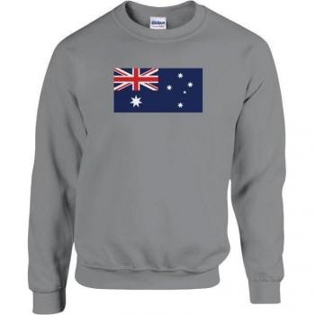 Australia Flag Long Sleeve Crewneck by Pixelforma in Grey