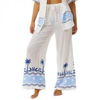 Rip Curl Pantalón Largo Estampado Blanco Mujeres