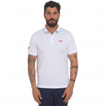 Polo bianca con logo a contrasto Sun 68