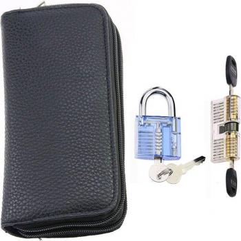 24pcs Titanium Lock Set with 2 Transparent Locks, Lock Picking Tool Set for Beginners