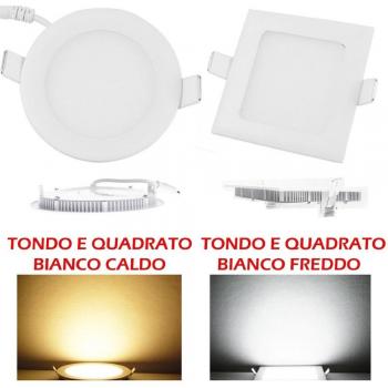 Kit 10 Plafoniere LED Da Incasso 6W Tondo e Quadrato
