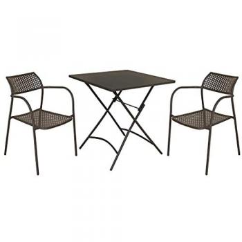 Set Tavolo in Metallo con 2 Sedute 70 x 70 x 72 cm