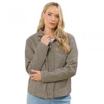 Long Tall Sally Braun Karomuster Jacke mit Rundhals und Schlitz
