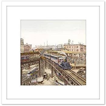 Elevated NYC Railroad Crossing 8x8 Wall Decor with Mount