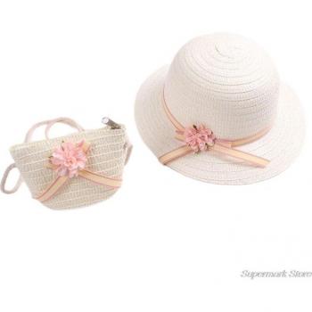 Sombrero con lazo floral para bebé niña y bolso bandolera