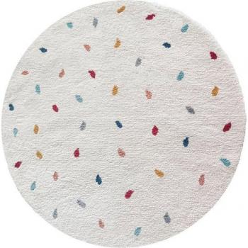 Odan Kids‑Teppich – Rund, 190 cm, 20 mm hoch, farbig gepunktet