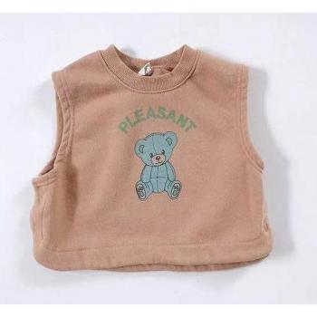 Baby Girls Cartoon Bear Sleeveless Top