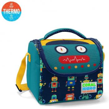 Coral High Kids Dark Blue Robot Design Lunchbox