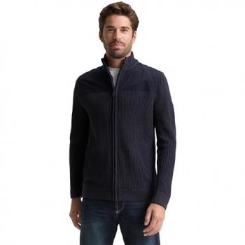 TOM TAILOR Strickjacke Herren L, unifarben, Regular Fit, Rippbündchen