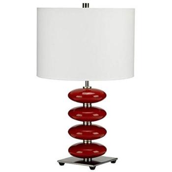 E27 60W Red Glaze Orb Table Lamp, Polished Nickel
