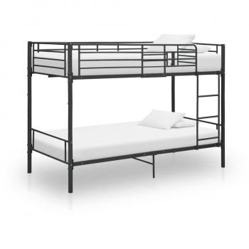 VidaXL Bunk Bed Black Metal 90x200cm