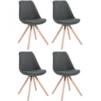 4 Chaises scandinaves en bois clair et tissu gris