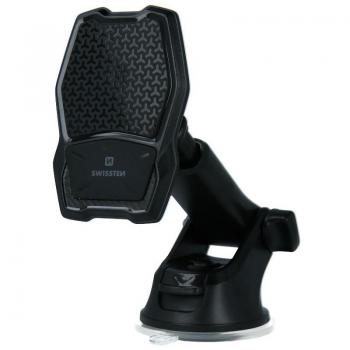 Fixation universelle magnétique pour véhicule, support à ventouse avec Qi – Swissten noir