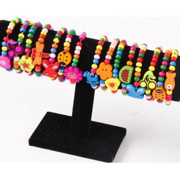 Kids' Mixed Color Wooden Bead Bracelet Set