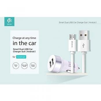DEVIA DEV-SMRTCAR-2USBMICRO-WHT Universal USB Car Charger White