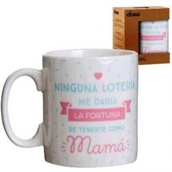 Taza XXL Mamá Lotería, Cerámica, Color Blanco, 13x10x12 cm