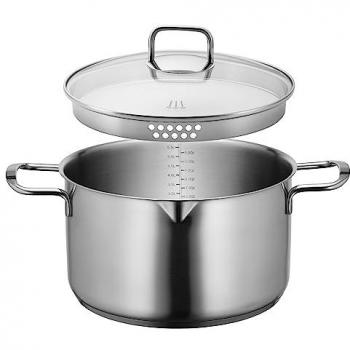 Mäser Edelstahl Kochtopf-Set Sanvito mit Glasdeckel und Ausgießer, 24 cm