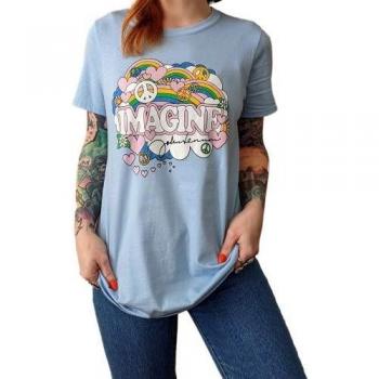 John Lennon XS Light Blue Rainbows Tee