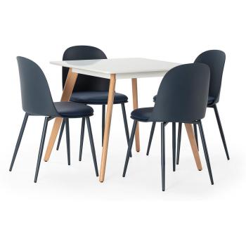Tavolo 80x80 cm con Set di 4 Sedie Kana Blu