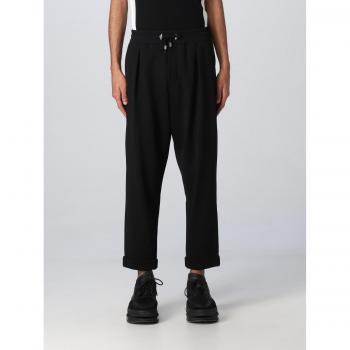 Balmain Men’s Black Cropped Jersey Trousers with Elastic Belt – XL