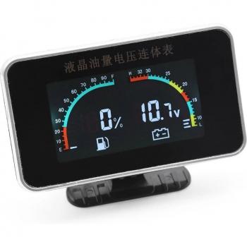 Universal 2 In 1 LCD Car Digital Voltmeter and Fuel Gauge 12v/24v