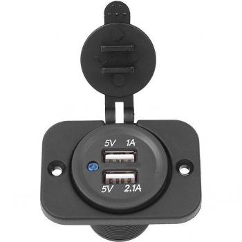 Chargeur compact étanche moto & voiture – Ports USB 1A et 2.1A