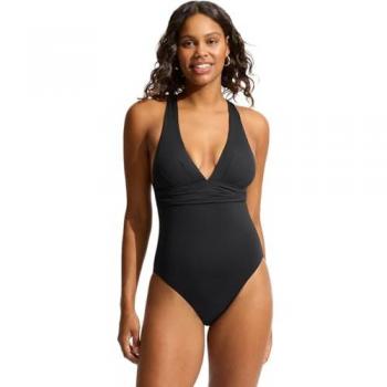 Seafolly Badeanzug mit Rückenkreuzung in Schwarz