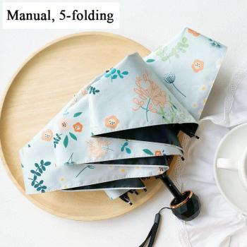 Automatischer Mini-Regenschirm mit Blumenprint, für Sonne und Regen